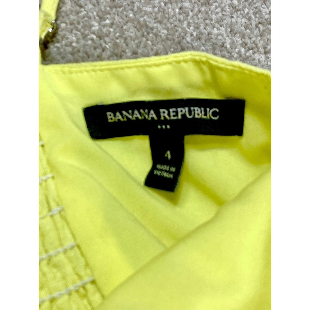 Banana Republic Linen Tiered Maxi Dress Womens 4 Yellow Smocked Resortwear Chic - Picture 6 of 11